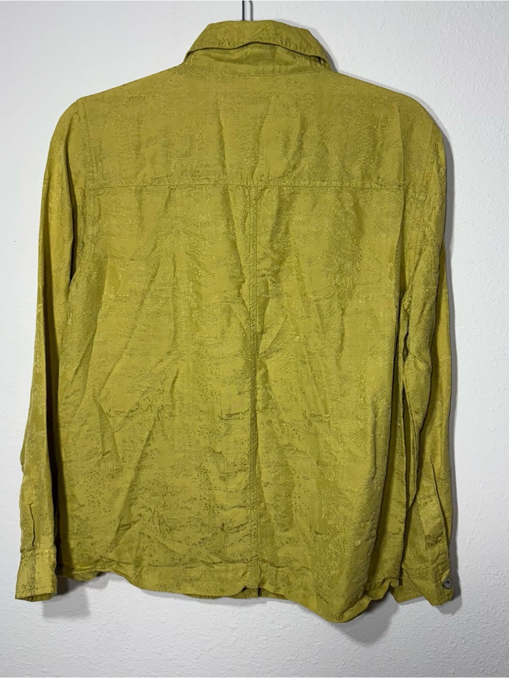 Chico’s Size 1 Yellow Jacquard Button Front Jacket Blouse Lightweight Casual - Picture 6 of 7